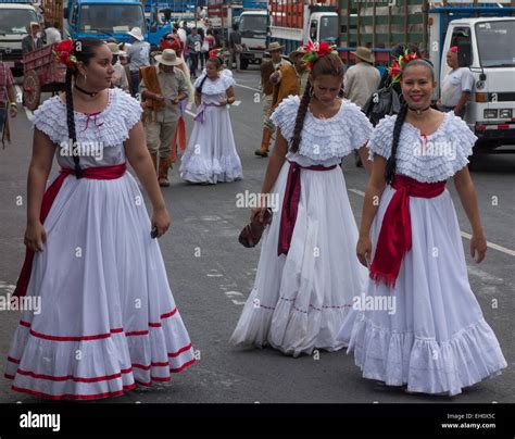 Girls In Traditional Dresssan Josecosta Rica Stock Photo Alamy