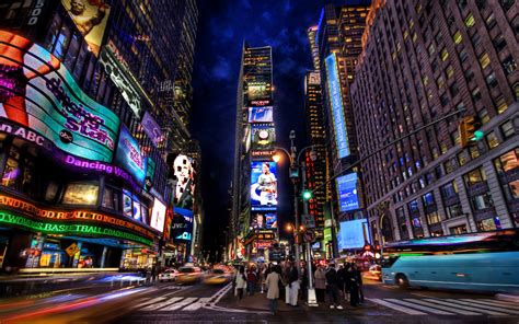 Fond Décran La Ville De New York Time Square Nuit Bâtiment