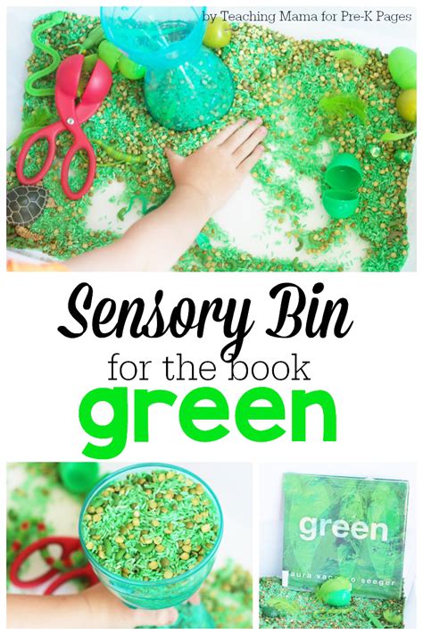 Going green doesn't have to cost a lot. Green: One Color Sensory Bin - Pre-K Pages