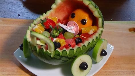 How To Carve A Watermelon Baby Carriage Youtube