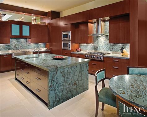 Contemporary Neutral Kitchen With Blue Green Soapstone