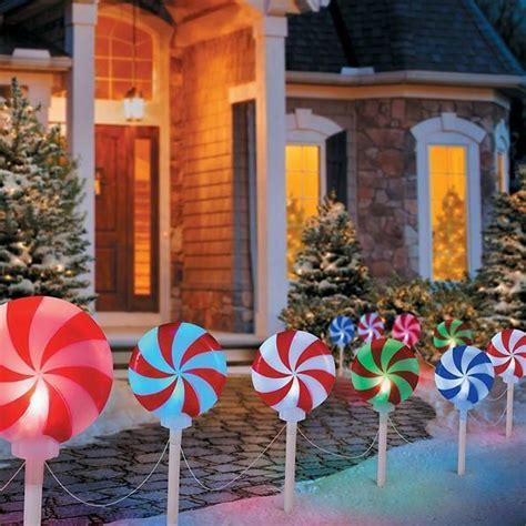 For this project the rings of peppermints started at the same place, at the top of the wreath, so if there is not enough. 5pc Pre-Lit Peppermint Candy Pathway Lights Markers ...