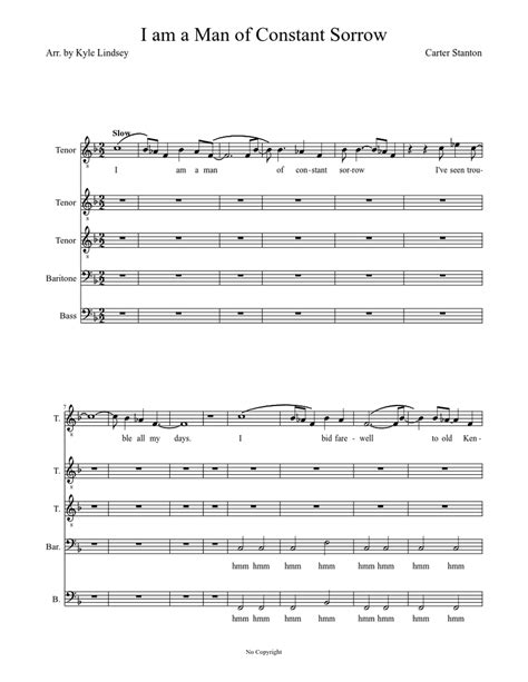 I Am A Man Of Constant Sorrow Sheet Music For Bass Solo