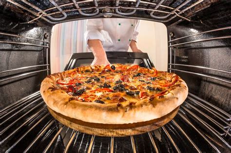 Chef Cooking Pizza In The Oven Stock Image Image Of Cuisine Inside