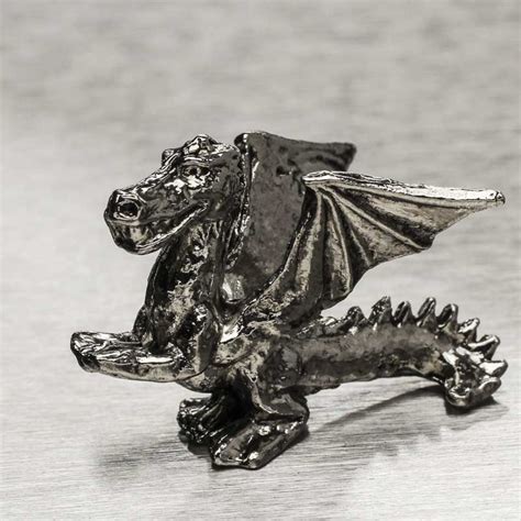Miniature Pewter Dragon Figurine Animal Miniatures Dollhouse