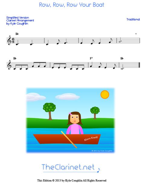 This set of twenty short pieces for clarinet and piano would be perfect for the beginning to intermediate clarinetist. Row, Row, Row Your Boat for clarinet - free sheet music ...