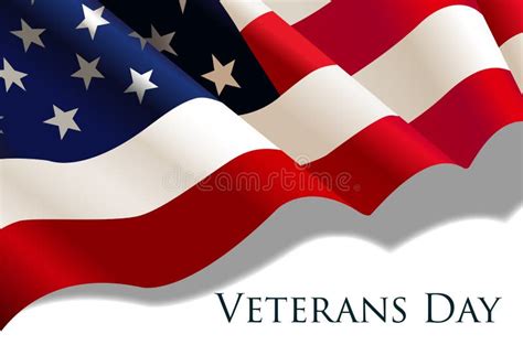 Veterans Day Holiday Banner With American Flag And Stars On The