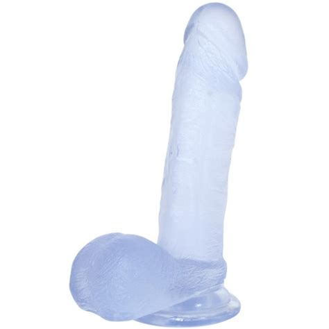 Crystal Jellies Ballsy Cock W Suction Cup 6 Clear Sex Toys