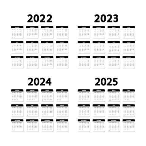 Kalender 2022 2023 2024 En 2025 Jaar De Week Begint Zondag