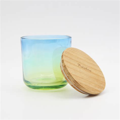 Round Empty Candle Container Glass Jar With Wooden Lids High Quality Candle Container Candle