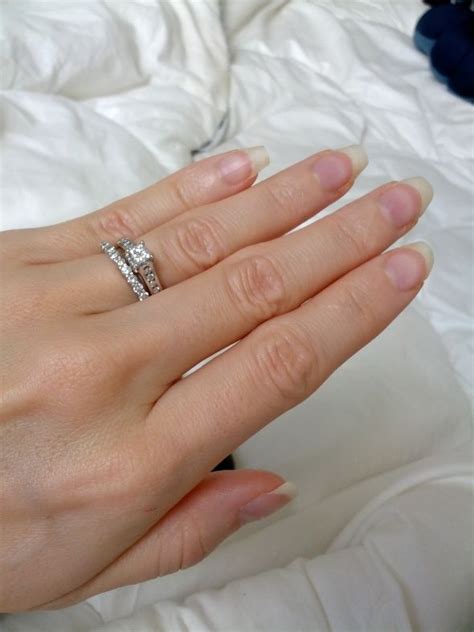 Advice on how to properly match a wedding ring with an engagement ring to ensure that they look a perfect pair of rings. Our Wedding Rings and my set together :) PIC heavy ...