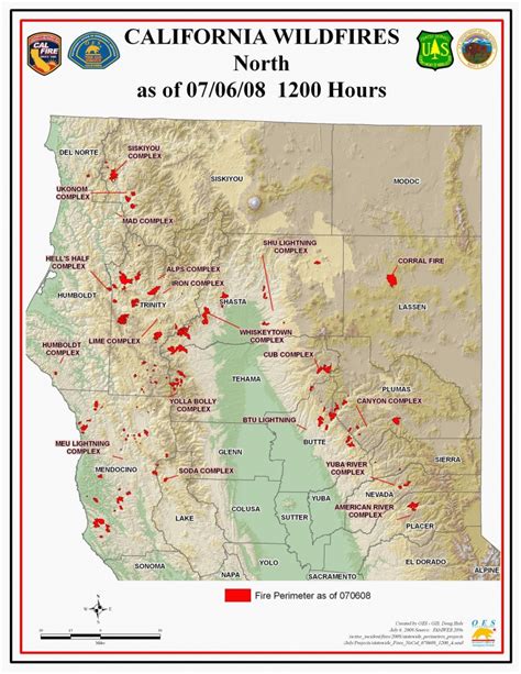 Cal Fire Tuesday Morning August 11 2015 Report On Wildfires In Map