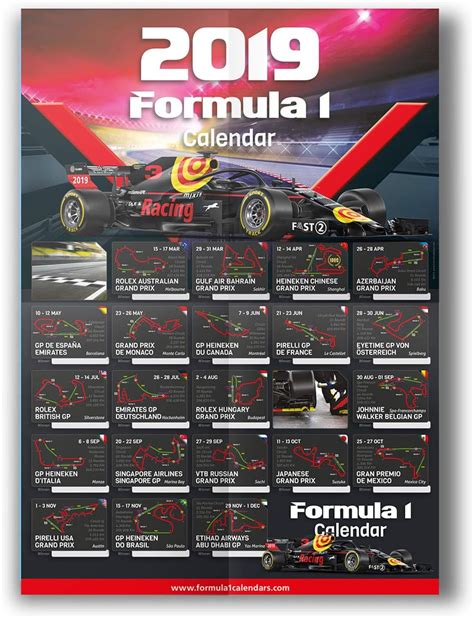 Sports Calendars Calendrier De Formule 1 2019 Formule One Circuit