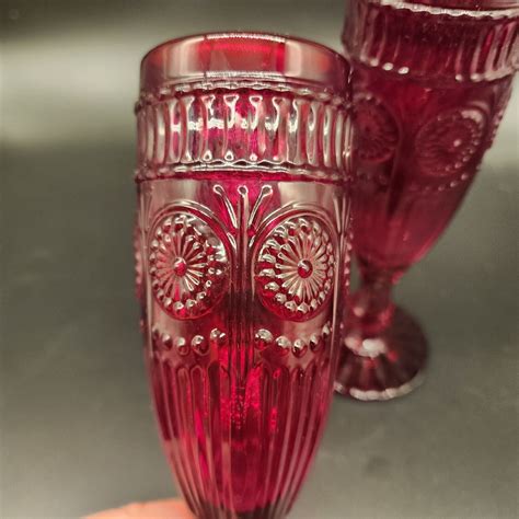 The Pioneer Woman Ruby Red Glass Adeline Champagne Flute Set Of 2 Ebay