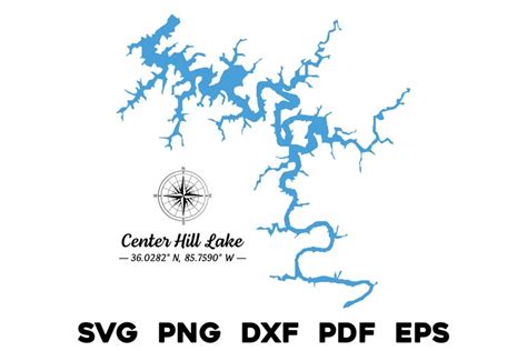 Center Hill Lake Tennessee Map With Compass And Gps Coordinate