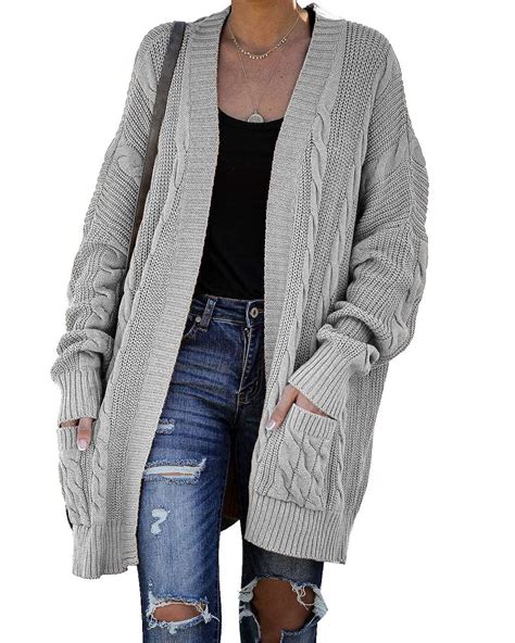 Womens Plus Size Cable Knit Cardigan Sweater Open Front Chunky Casual Fall Oversized Coat With
