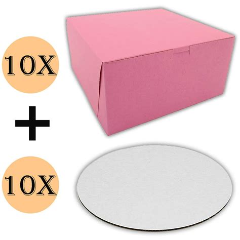 Cake Boxes 10 X 10 X 5 And Cake Boards 10 Inchcake Box Is Pink Cake