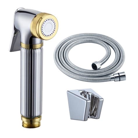 Gold Chrome Toilet Brass Hand Held Bidet Spray Shower Head Douche Kit