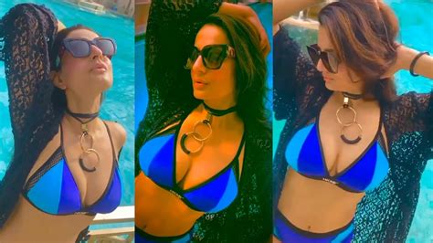 ameesha patel shared a bunch of videos wearing a blue colour b kini youtube