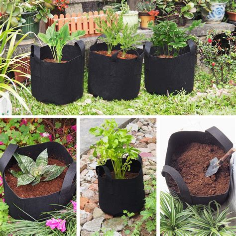 5 Pack 7 Gallon Grow Bags Heavy Duty Aeration Fabric Growing Bag