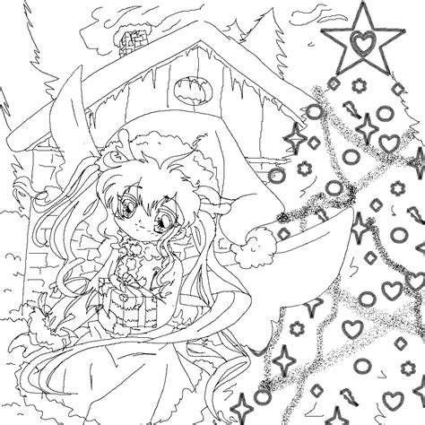 Cute Anime Girl Christ Mas Coloring Page Coloring Pages