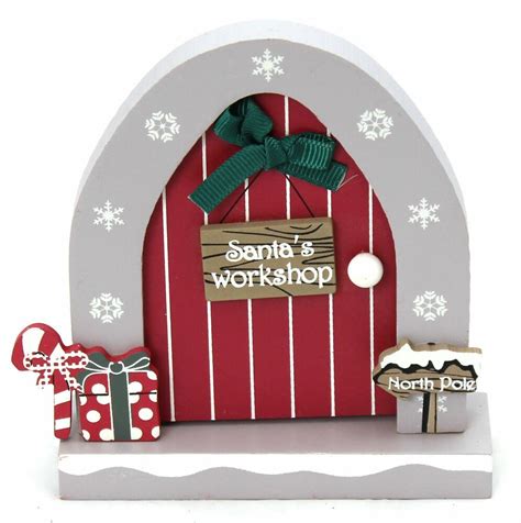 Christmas decorations for your front door. Wooden Opening Christmas Elf Elves Fairy Door Decoration ...