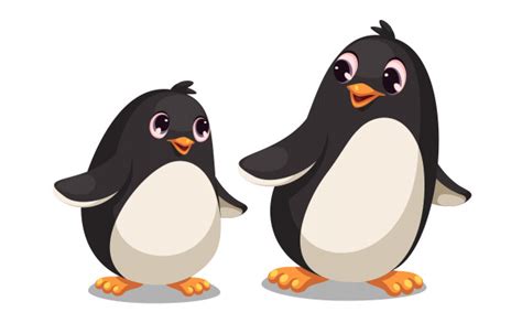Cute Mom And Baby Penguin Cartoon Vector Illustration Premium Vector