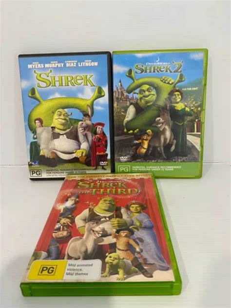 Shrek 1 2 3 Dvd Mike Myers Eddie Murphy Animated Comedy Film Bundle