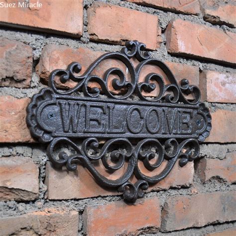 Welcome Sign Wall Plaque Home Garden Outdoor Hanging Decor Decorative