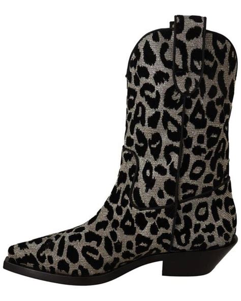Dolce And Gabbana Leopard Cowboy Boot In Black Lyst