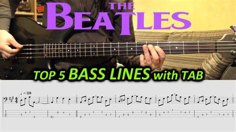 The Beatles Bass Riffs Tabs Bass Lines With Tabs Tutorial Youtube