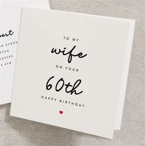 60th Birthday Card For Wife From Husband To My Wife On Your Etsy