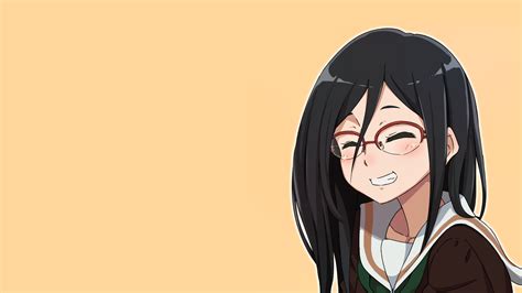 Smiling Meganekko Closed Eyes Tanaka Asuka Black Hair Anime Anime