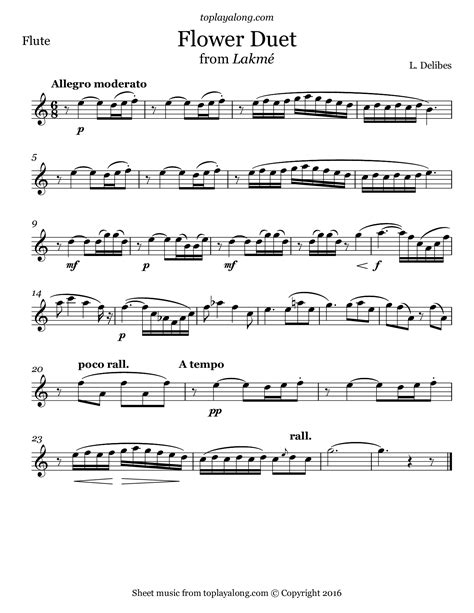 Image Result For Flower Duet Sheet Music Flute Sheet Music Violin Music