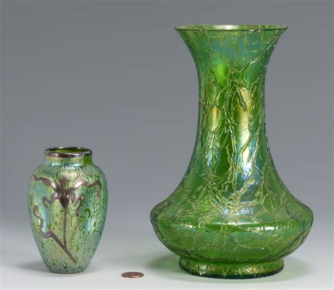 Lot 211 2 Art Glass Vases Attrib Loetz Case Auctions