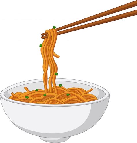 Asian Traditional Food With Noodles And Chopsticks Premium Vector