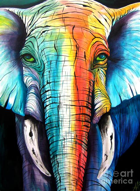 Elephant Rainbow Painting By Abbi Kay