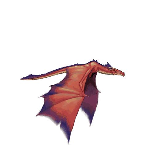 An Orange And Purple Dragon Flying Through The Air