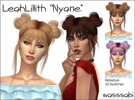 Sims 4 Hairs ~ Wasssabi Sims Leahlillith S Nyane Hair Retextured
