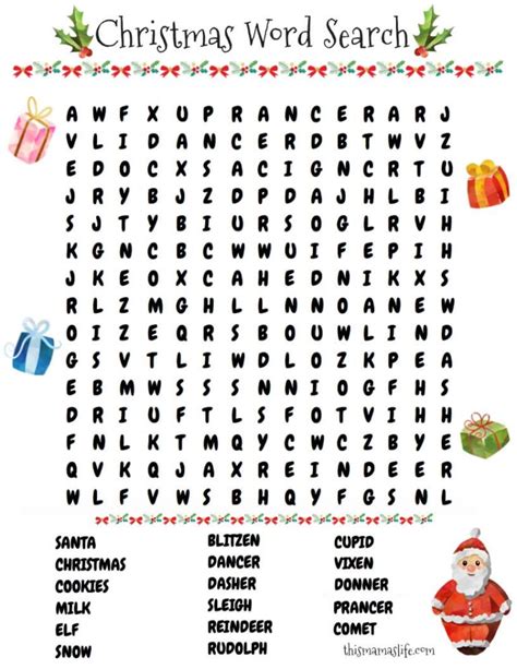 Printable Santa Claus Word Search A Fun Christmas Activity Word