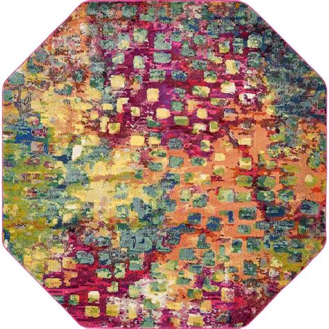 Unique Loom Abstract Multicolor Barcelona 8 Ft X 8 Ft Area Rug