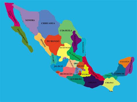 Mapa De México Con Nombres Y División Politica Imágenes Chidas