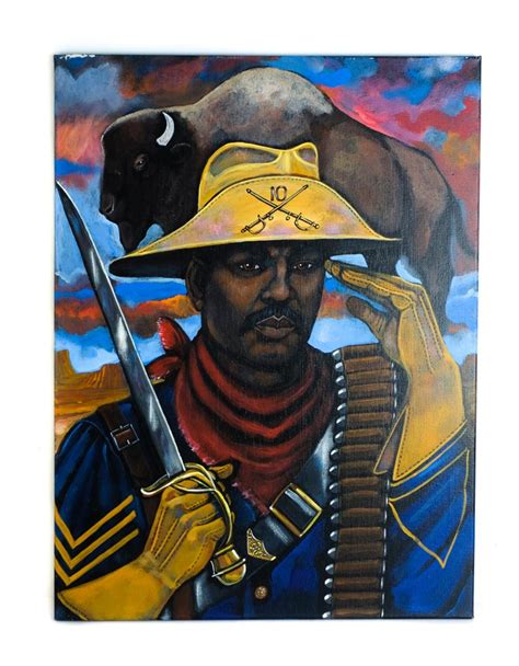 Lot African American Buffalo Soldier Painting