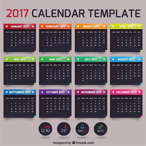 Free Vector 2017 Monthly Calendar Template