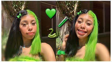 Split Dying My Hair Black And Neon Green 💚 Youtube