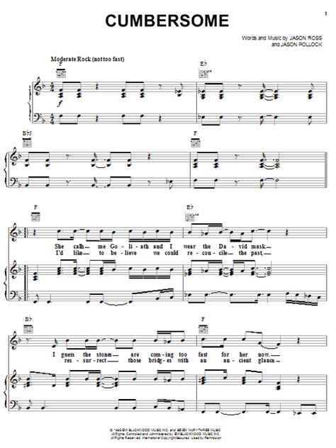 Sheet music includes 4 page(s). Seven Mary Three - Cumbersome at Stanton's Sheet Music