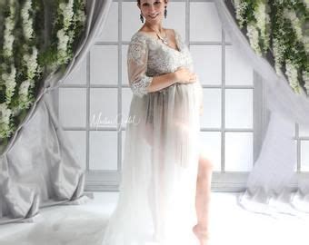 Maternity Dress Gown For Photoshoot Sheer Tulle Boho Plus Etsy Lace