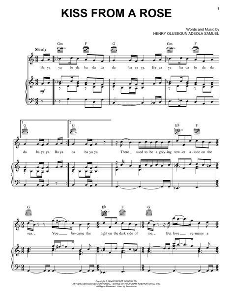 Kiss From A Rose Sheet Music By Seal Piano Vocal And Guitar Right Hand
