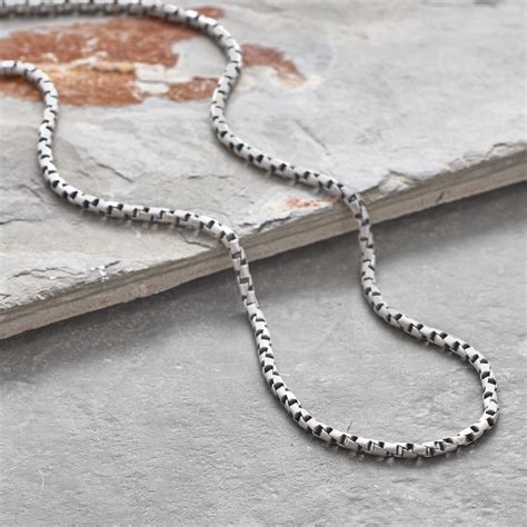 ✈ international customer ✈ there may be additional duties and taxes that may apply. men's sterling silver box link chain necklace by ...