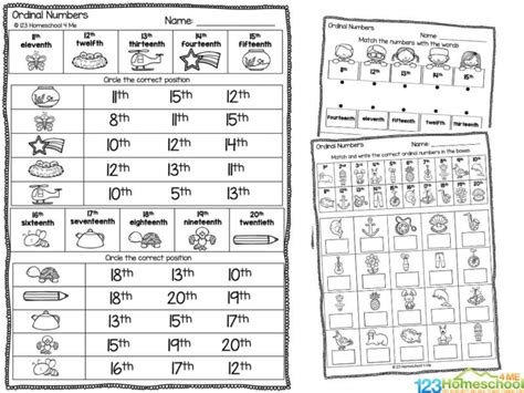 Free Printable Ordinal Numbers 1 20 Worksheets For Grade 1 Home